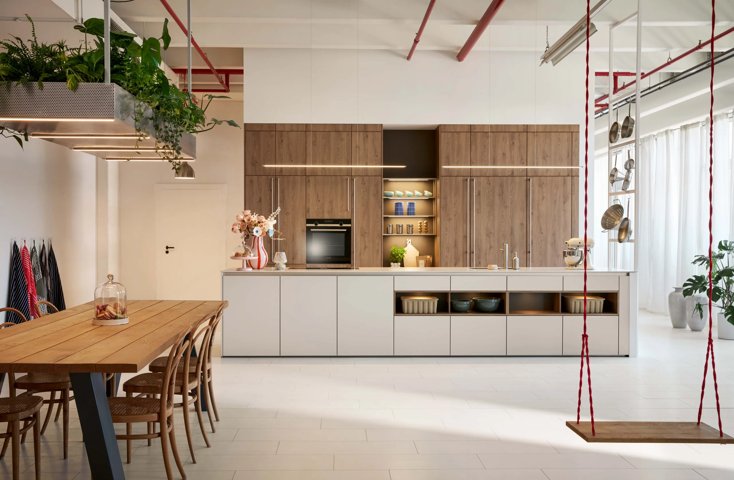 kitchen with oak cognac brown effect front