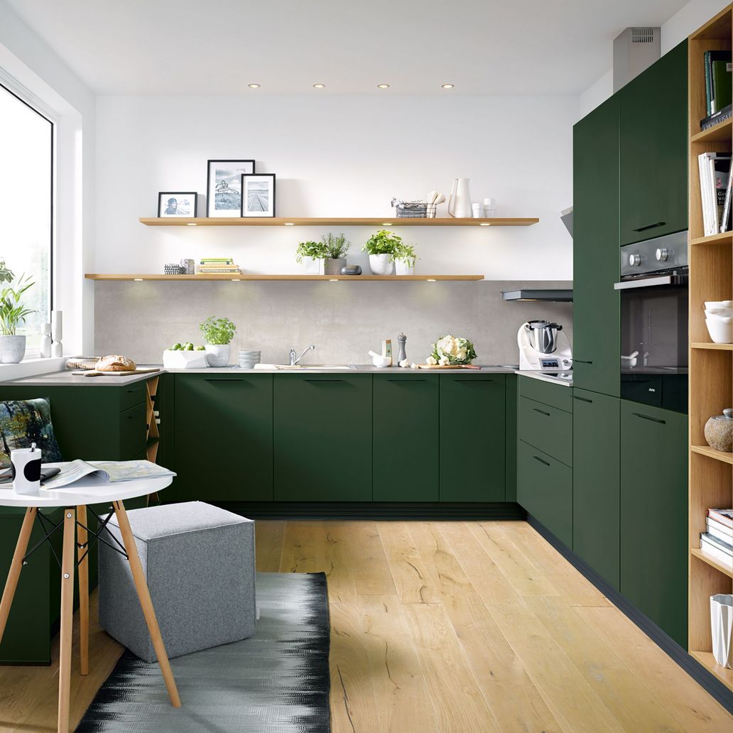 dark green kitchen