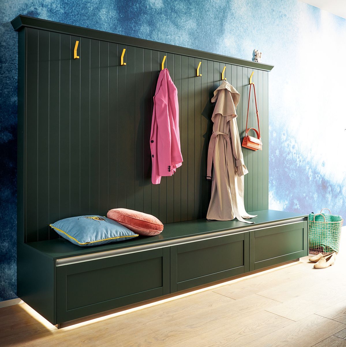 lighted cloakroom