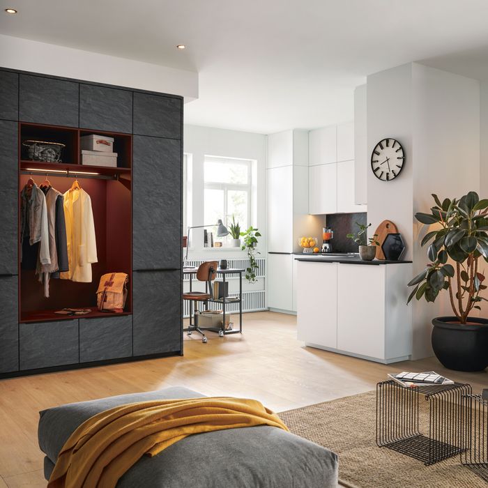 modern black matt and white kitchen