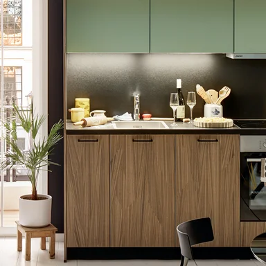 worktop with black handles