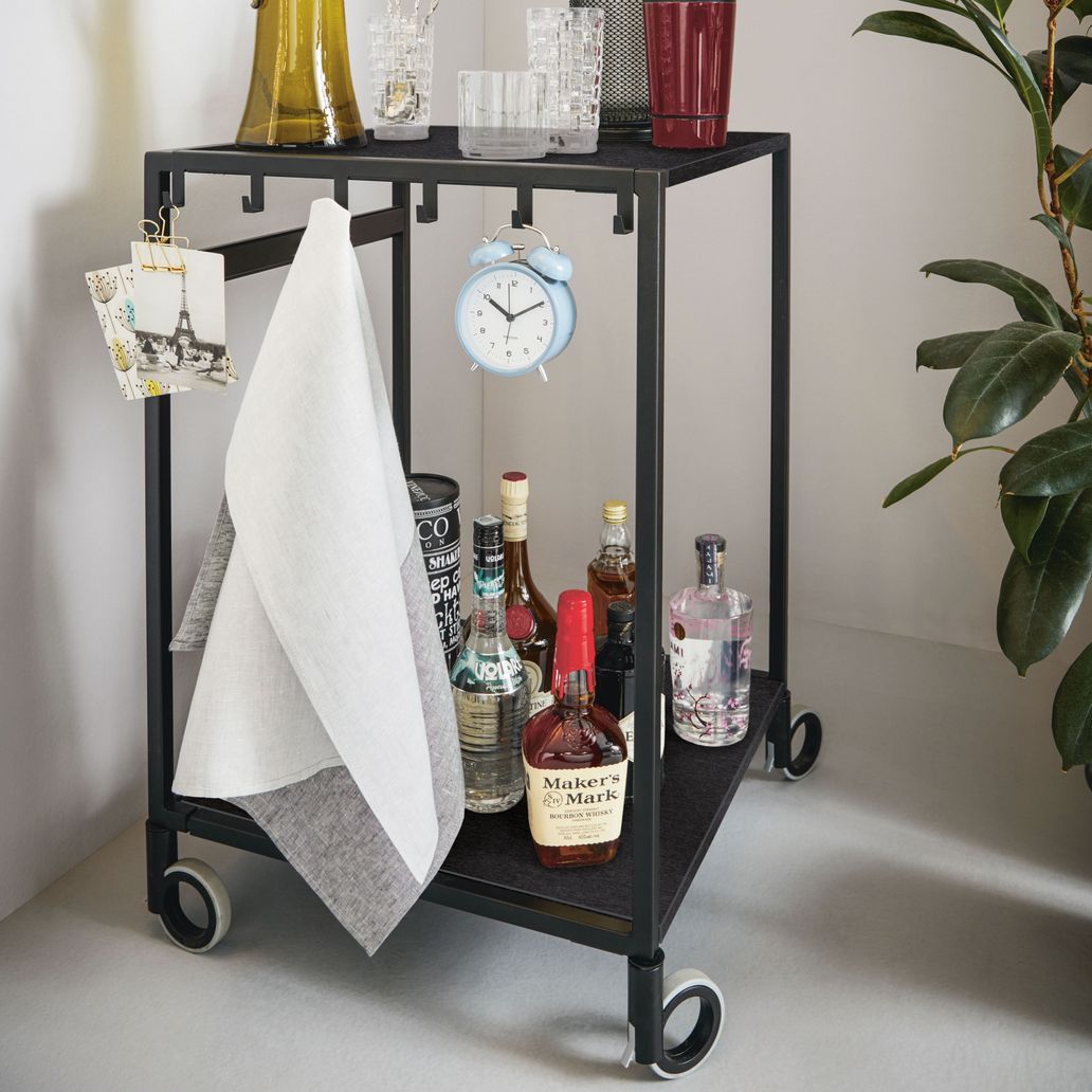 black mobile side table