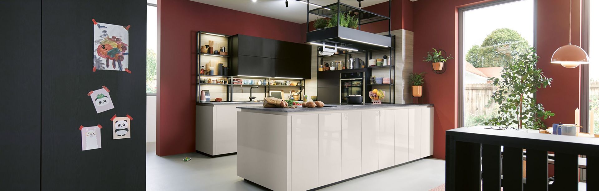 seashell white high gloss family kitchen