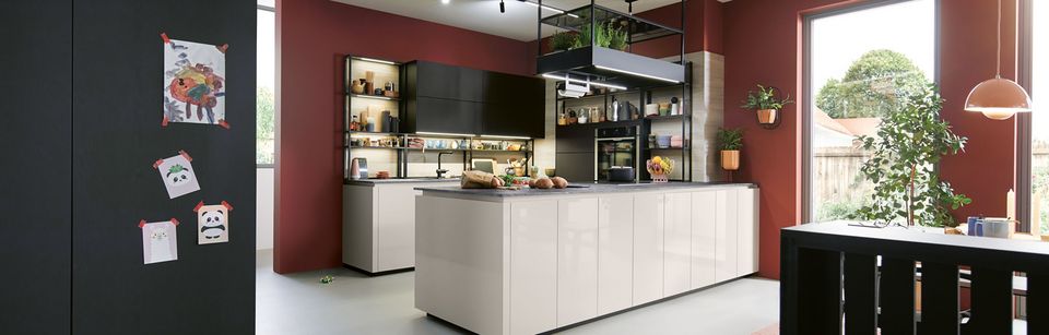 seashell white high gloss family kitchen