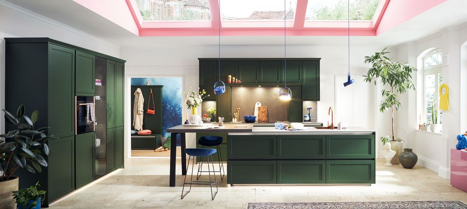 forest green modern kitchen