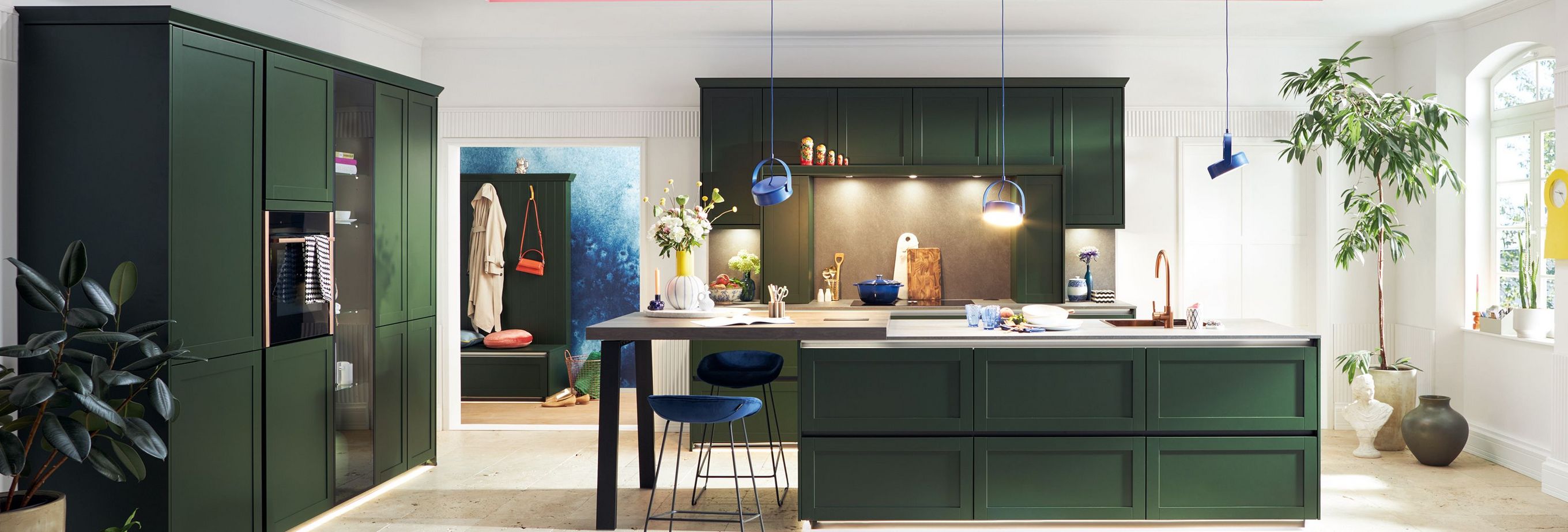 forest green modern kitchen