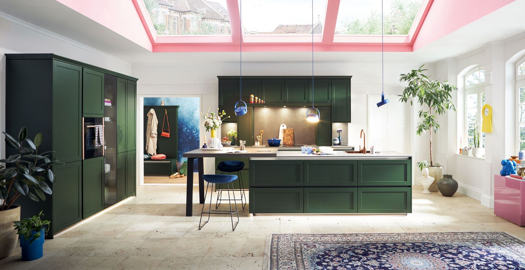 forest green modern kitchen