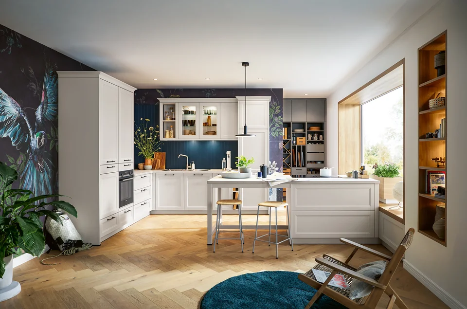 seashell white country kitchen