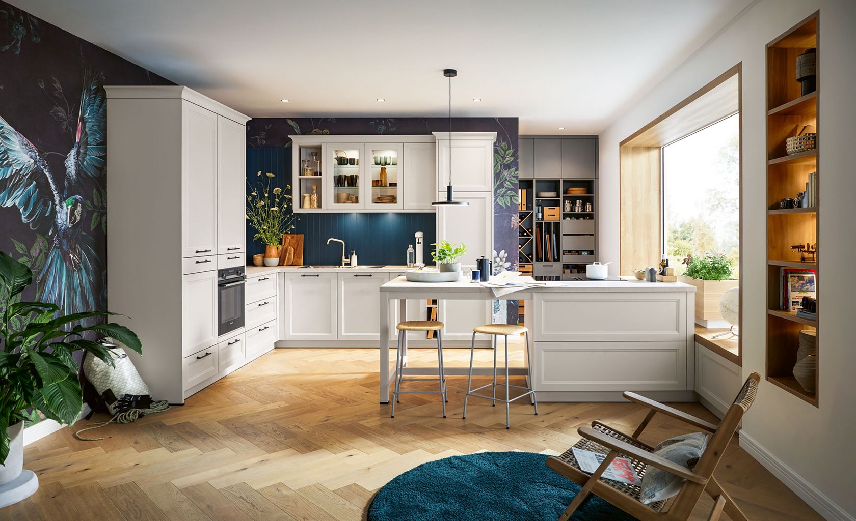 seashell white country kitchen