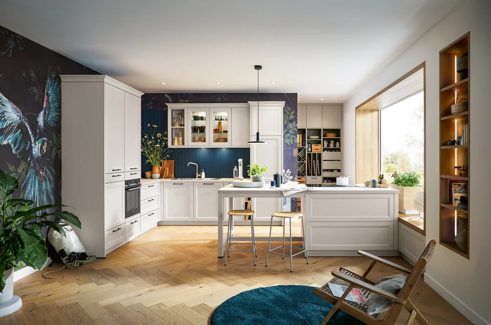 seashell white country kitchen