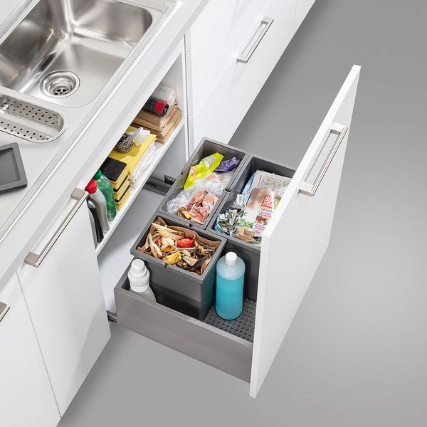 Pull-out – 3-part waste sorting, standing