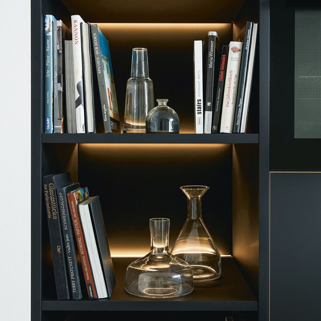 illuminated open shelf