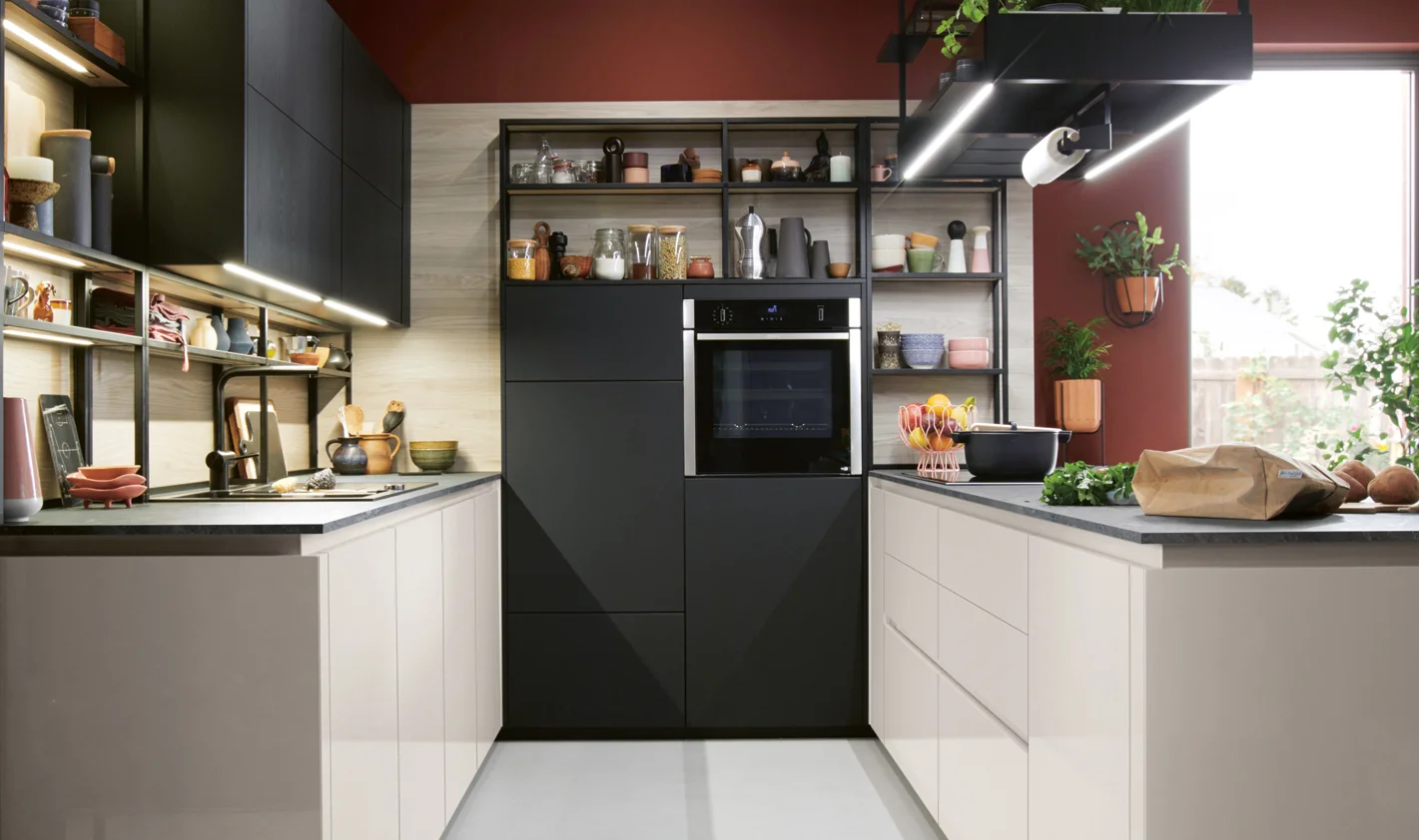 white and black kitchen