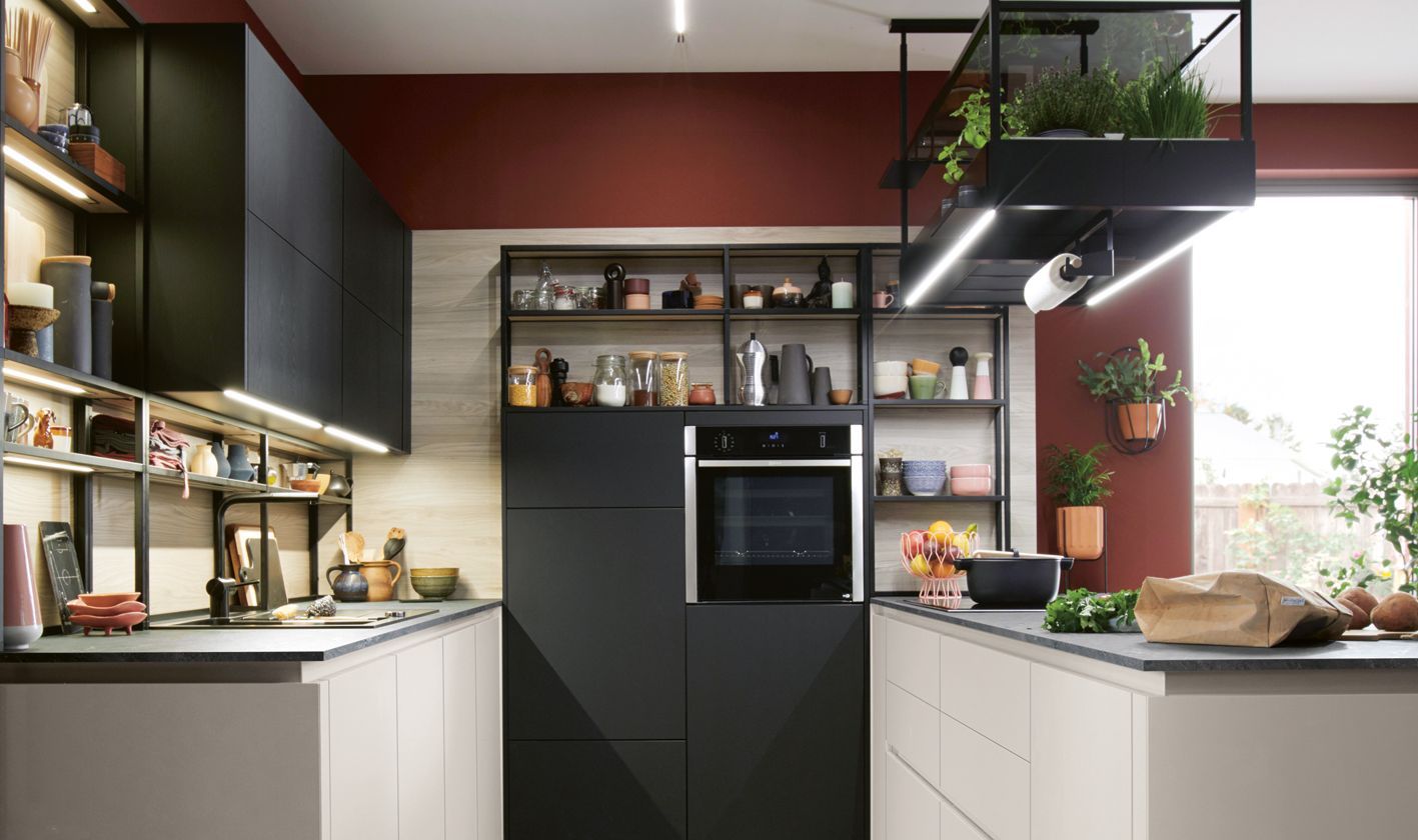 white and black kitchen