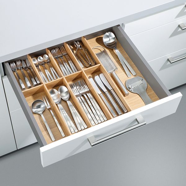 Drawer – Insert for cutlery and cooking utensils, natural oak