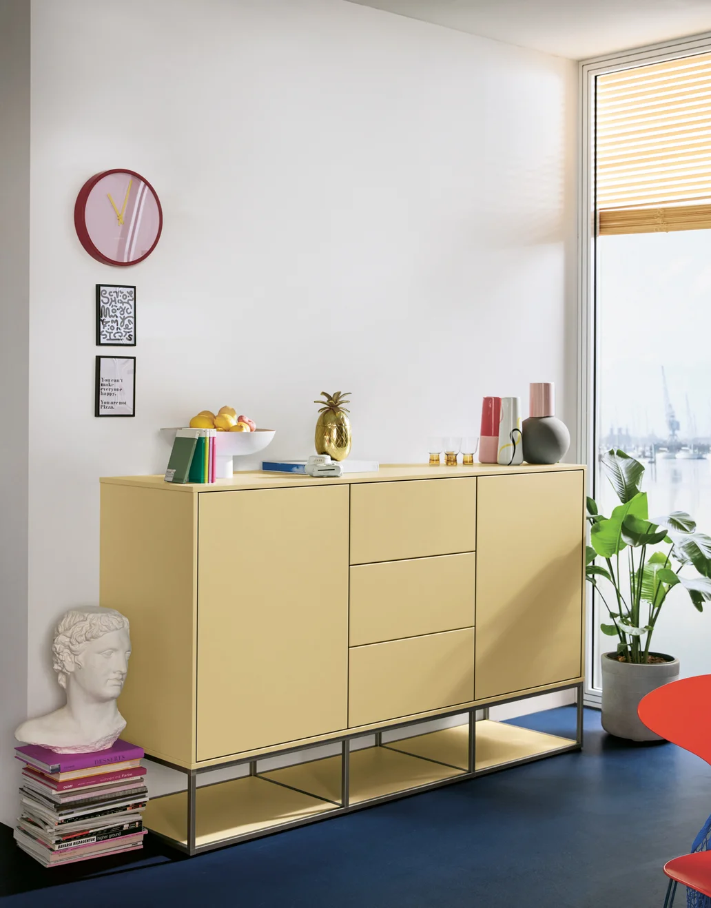 green shelf and sideboards
