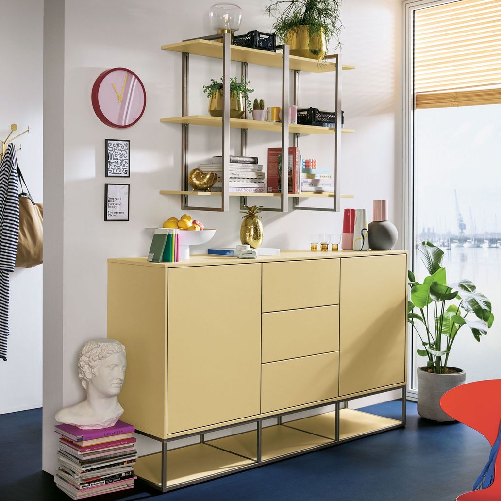 green shelf and sideboards