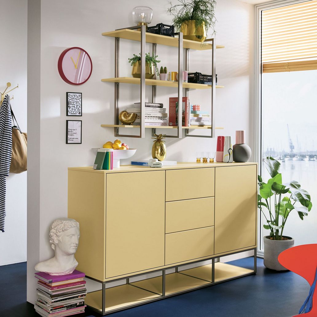 green shelf and sideboards