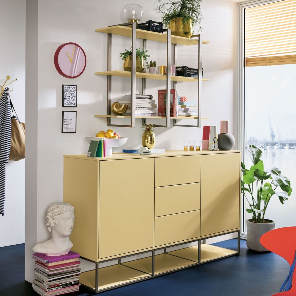 green shelf and sideboards